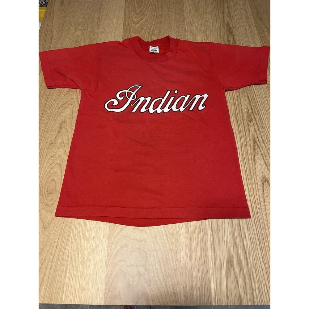 Vintage 90s Indian Motorcycle Shirt Biker The Shop CA Red Y2K Single Stitch S